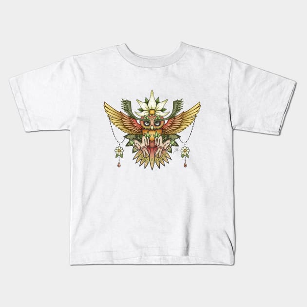 Sun Owl Kids T-Shirt by introducingmo